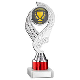SILVER/RED 'OLYMPIC' HOLDER ASSEMBLED ON MARBLE (2" CEN/1" TUBE) - 8in